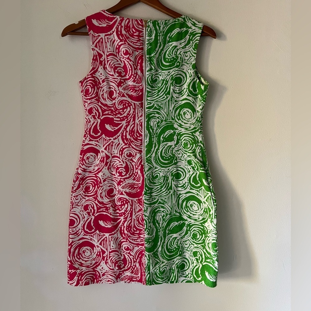 Lilly Pulitzer Jubilee Flam Alama Shift Dress 2 Daiquiri Pink/Green Pocket Bead - Picture 2 of 13